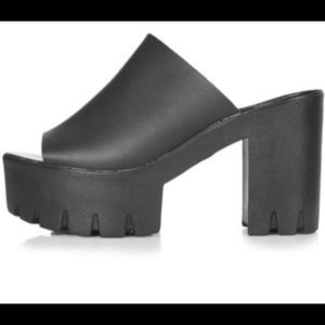 Leather platform heels